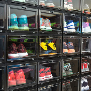 纳美嘉 Shoe box storage display anti-oxidation plastic sneakers collection upright storage high-top sneakers AJ shoe rack