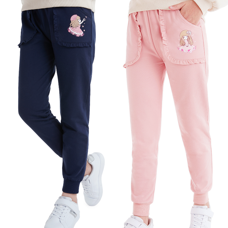 Girlpants trẻ em quần thể thao mùa xuân và mùa thu bên ngoài mặc khí nước ngoài bông cô gái mùa xuân váy cô gái chùng quần âu lỏng lẻo.