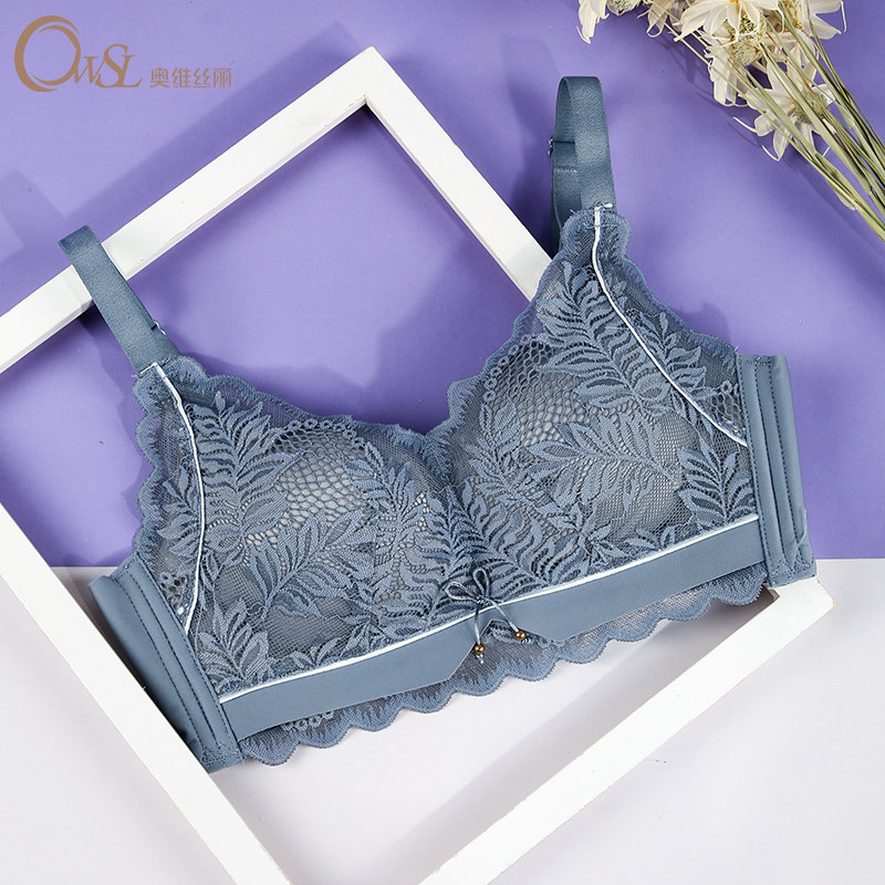 Underwear women's small breasts gather bra B cups in thick adjustment Sexy lace up to no steel ring Auvisi