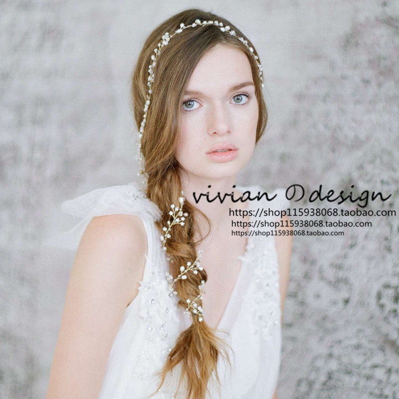 TH European and American natural freshwater pearl garland holiday honeymoon photography photo noble bride headdress soft crown