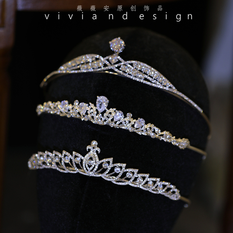 Rhinestone Sparkling High-End Children's Bridal Headband Korean-Style Elegant Performance Birthday Crown Girl Gift Hairpin