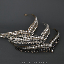 Elegant Elegant Gold Silver Retro Black Bride Headwear Crown Rhinestone Pearl Fairy Wedding Headwear