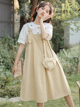 15-year-old girls suspender dress 14 primary and middle school students 13 little girls college style sweet suspender dress two-piece set