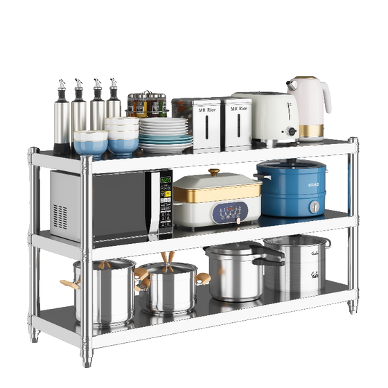 特厚304不锈钢厨房置物架多层落地式收纳架微波炉架储物货架锅架