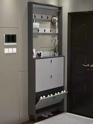 Shoe cabinet ultra-thin flip bucket home door with coat rack storage simple multi-function entrance storage cabinet