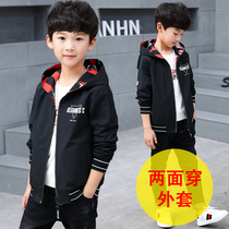 Boy jacket Spring and autumn clothes 2021 Chinese New Year Childrens season CUHK Scout bifacial jacket handsome boy foreign air tide card