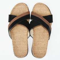 Jinshuo linen slippers arch bottom mens non-slip home slippers leather comfortable floor drag Special