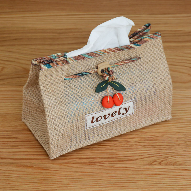 New Products Handmade Fabric Linen Dining Room Paper Towels Nordic Livable Paper Towels Box Creativity Small Extractable Toilet Paper Cover