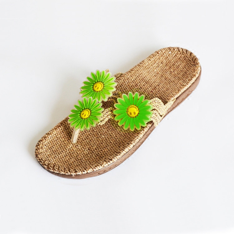 New product Jinshuo linen flip-flops home women's indoor thick-soled clip-on spring and summer non-slip floor shoes