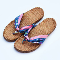 New Jinshuo linen slippers womens herringboard slippers non-slip casual leather noodles summer foot arch cool