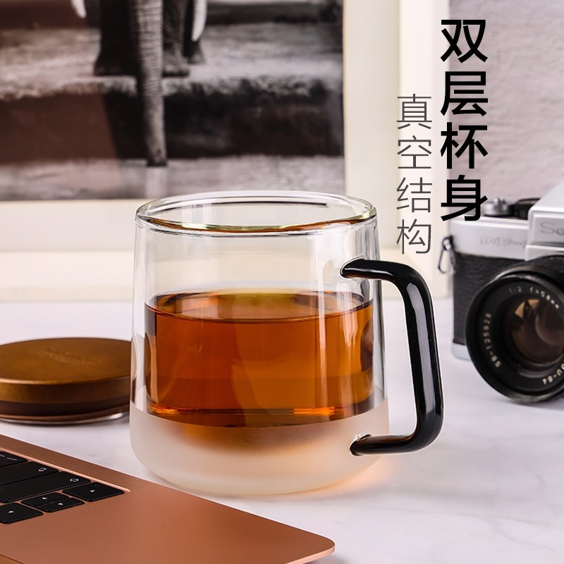 British ORTOR mug with lid double-layer glass handle cup office tea cup couple pair cup gift box