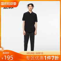 Black whale polo collar short-sleeved knit shirt men 2021 summer new small contrast color pullover top men