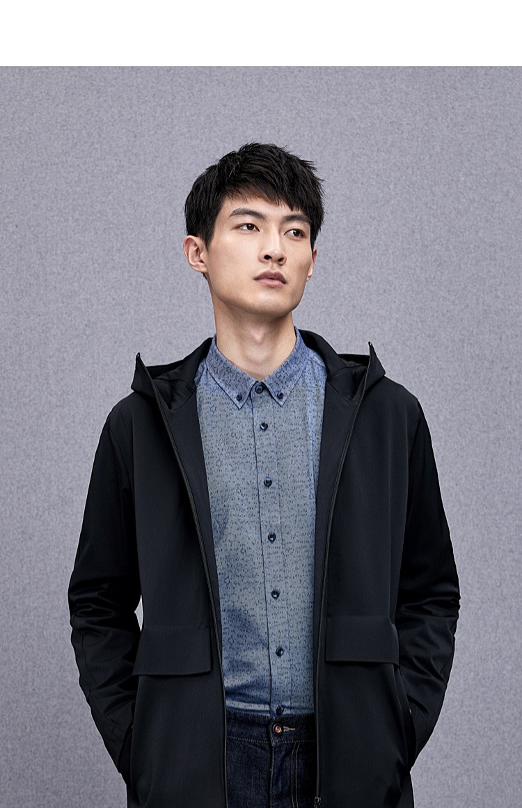 HLA / Haicang House thời trang trùm đầu áo dài trench 2018 mùa thu mới áo khoác nam áo gió mùa hè