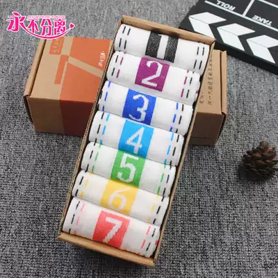 Never separate Sunday, seven days socks, men and women couples home socks, Four Seasons, short socks, deodorant, red socks