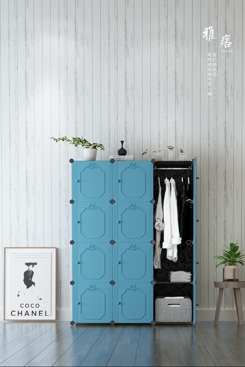 Đơn giản vải tủ quần áo cốt thép thép đầy đủ tủ đậm lưu trữ kinh tế dày vải treo Double Single - Buồng tủ vải quần áo