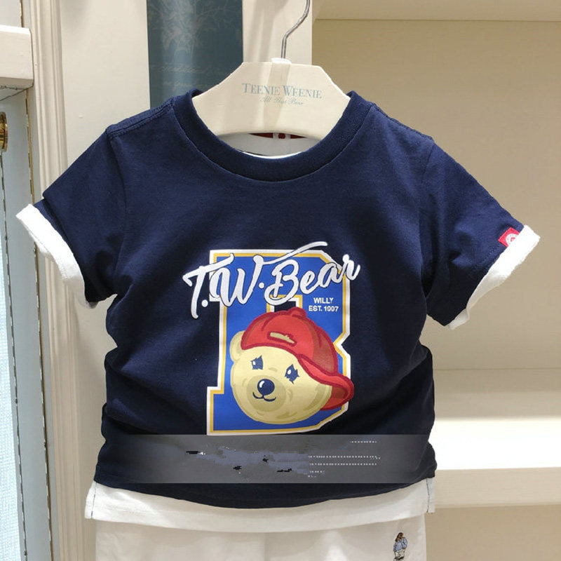 Boys short sleeve T shirt in large children's new summer children's circle ocean gas pure cotton TKRA92402K