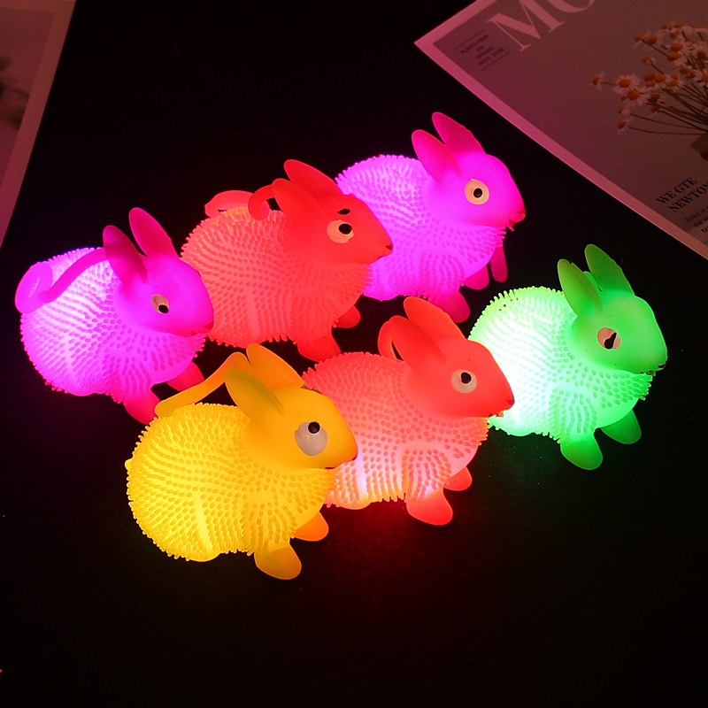Glitter hair ball Glowing bunny hair ball vent jumping ball children's toy stall toys hot sale