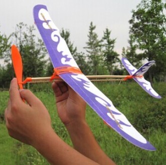 Thunderbird Rubber Band Powered Aircraft Model Biplane Rubber Band Powered Aircraft Stall Toys Hot Sale