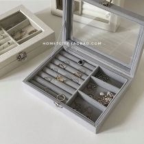 ins first accessories box ring necklace ear nail containing flip ornament box G Jewelry Box Bedroom Suede Fabric