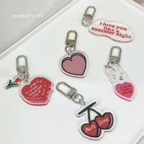 Ins Korea Keychain Cherry Bunny Love Pattern Student Pendant Keychain Girl Heart Keyring