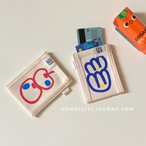 Ins card bag tulip apple pattern storage bag double card holder card bag card holder travel storage