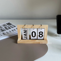 Ins log calendar can recycle desk calendar desktop ornaments page turning calendar wooden girl photo props