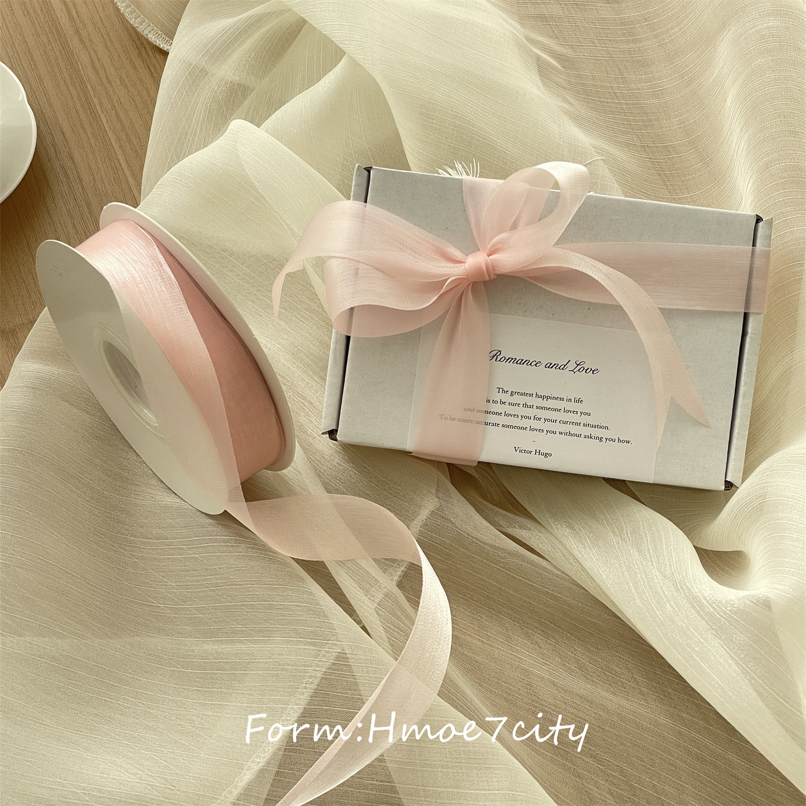 韩系ins风牛奶雪纱丝带，温柔奶油风礼物装饰的秘密武器-花艺缎带-淘宝好物网, image size:1600x1600