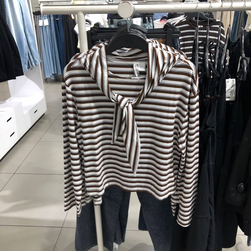 Authentic Women's Clothing from the Store, New Autumn Collection, Versatile Long-Sleeve Scarf Collar Top 1362301