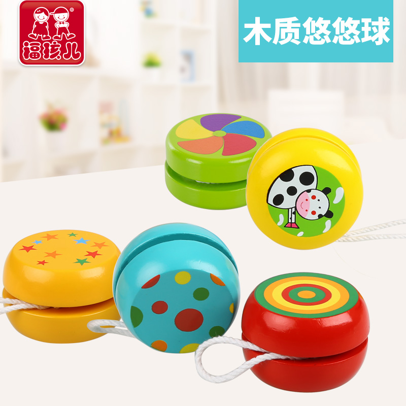 Children's wooden cartoon Fried Balls Elementary School Students Roundabout Traditional Yo-yo Yoyo Ball Boy Girl Great Boy Toys