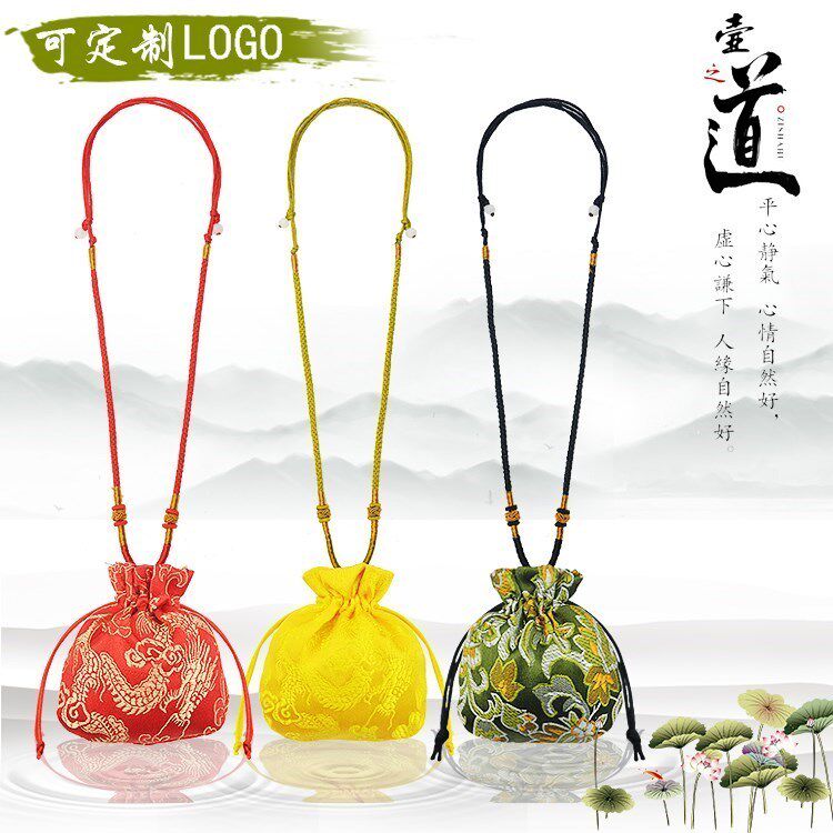 Carry-on diy empty sachet purse peace charm bag empty sachet sachet small tire hair bag hanging neck yellow Chinese style