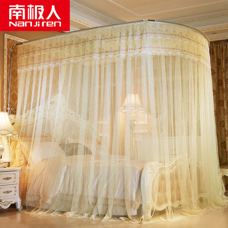 Telescopic mosquito net u-shaped rod princess wind floor stainless steel 1.5 1 .8m bed double family with encryption thickened account