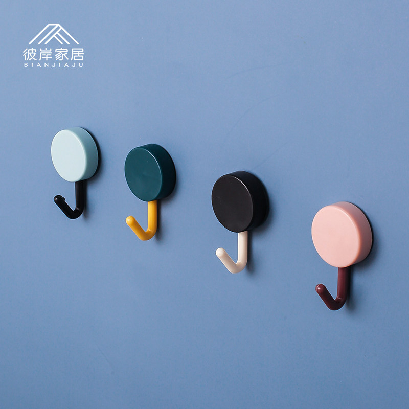 Hook strong adhesive adhesive hook wall wall hole free lovely simple creative bathroom kitchen waterproof door bearing
