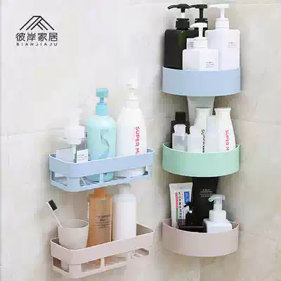 Non-perforated triangular shelf bathroom corner wall-mounted storage layer shelf for shampoo and shower gel