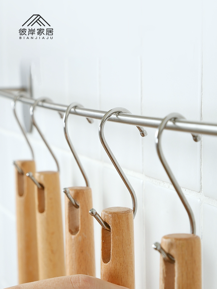Stainless steel s-type hook shelf Iron hook Kitchenware wall hook Single hanging meat hook Kitchen metal bacon