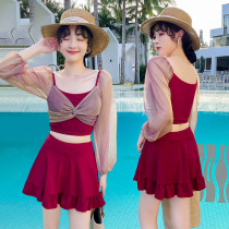 Split skirt swimsuit cover belly thin hot spring clothes students Korean ins net red sexy fairy Fan conservative swimsuit