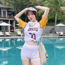 2021 Korea sports flat angle bikini three-piece split girl swimsuit Conservative students cover belly show thin hot spring