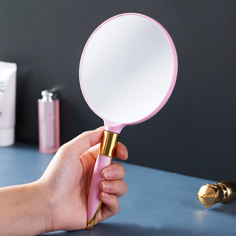 High-definition hand-held makeup mirror European-style portable portable small and large handle mirror with handle hand-held beauty salon beauty mirror