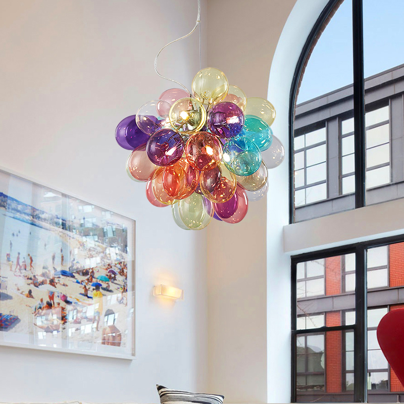 Children's Room Glass Warm Living Room Colorful Bubble Chandelier Decoration Nordic Style Clothing Store Creative Balloon Lamp Light Luxury