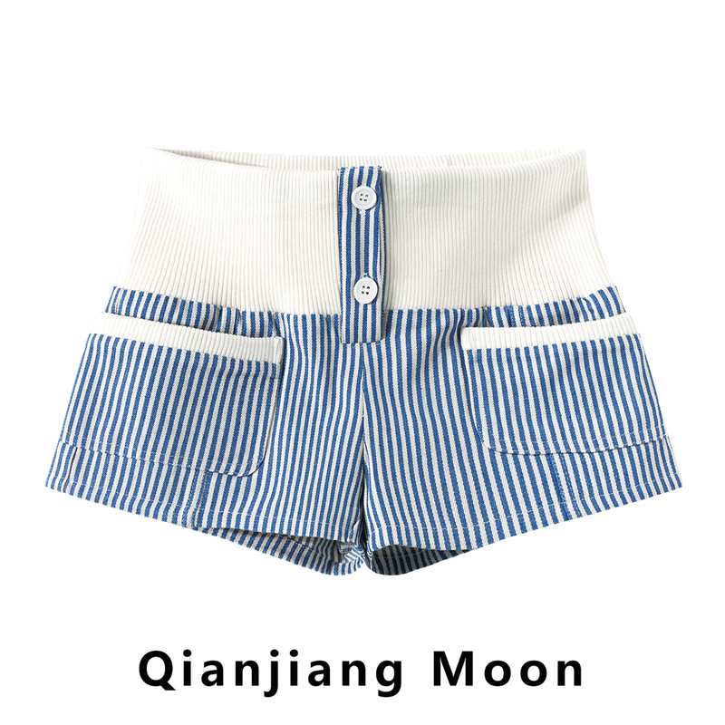 Trendy Multi-Pocket Color-Block Striped High-Waisted Casual Shorts for Women, Summer New Sexy Butt-Lifting Outerwear Bodycon Hot Pants Trendy Multi-Pocket Color-Block Striped High-Waisted Casual Shorts for Women, Summer New Sexy Butt-Lifting Outerwear Bodycon Hot Pants
