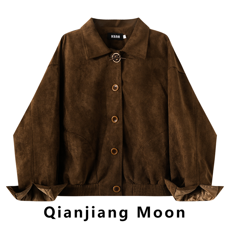 Melard Style Lapel Suede Jacket for Women, New Autumn and Winter Style, Lazy Style, Loose Fit, Slimming Outerwear Cardigan Top Melard Style Lapel Suede Jacket for Women, New Autumn and Winter Style, Lazy Style, Loose Fit, Slimming Outerwear Cardigan Top