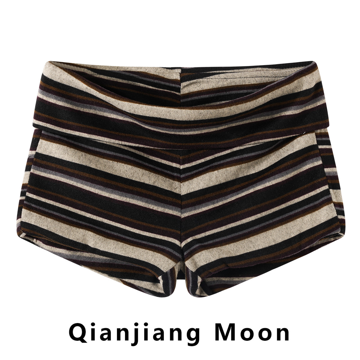 辣妹撞色条纹高腰显瘦休闲短裤女夏季新款弹力紧身提臀外穿打底裤