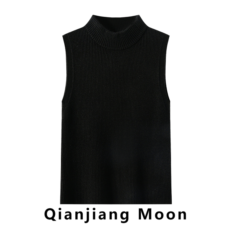 Korean Style Half-High Collar Knitted Sleeveless Vest for Women, New Summer Style, Slim Fit, Flattering, Versatile Top