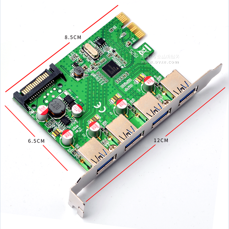 Адаптер карты расширения PCI-e на USB 3.0 Westmaster E3-PCE201-7, блок питания на шине конденсаторов, защита