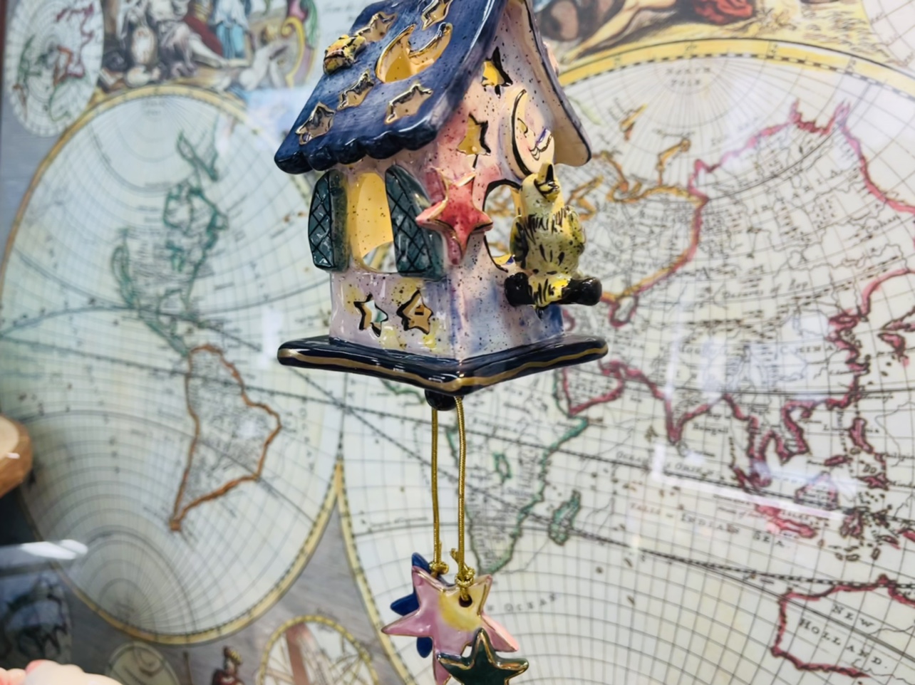 bluesky blue porcelain exported to the United States original single decoration house creative home windproof lamp wind chime