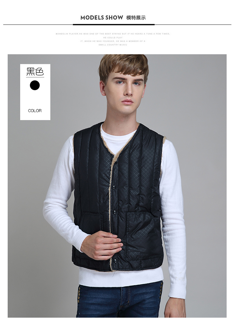 Xuống áo vest nam mùa thu đông cộng với nhung dày cashmere cashmere đồ lót ấm áp chạm đáy áo vest cotton cỡ lớn comple tuổi 50