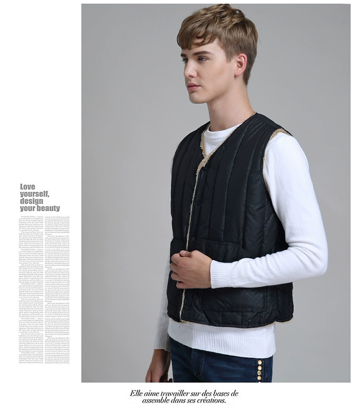 Xuống áo vest nam mùa thu đông cộng với nhung dày cashmere cashmere đồ lót ấm áp chạm đáy áo vest cotton cỡ lớn bộ vest nam trung niên