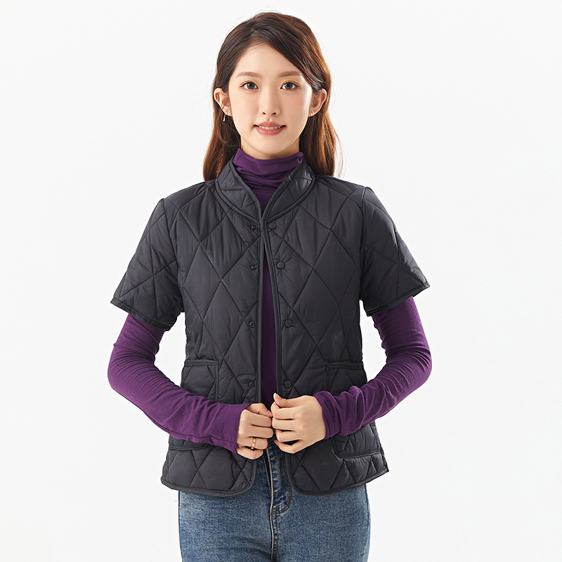 Autumn and Winter Stand-Up Collar Half-Sleeve Cotton Vest for Women, down Cotton Jacket, Mid-Sleeve down Cotton Coat, Short-Sleeve Inner Cotton Jacket Autumn and Winter Stand-Up Collar Half-Sleeve Cotton Vest for Women, down Cotton Jacket, Mid-Sleeve down Cotton Coat, Short-Sleeve Inner Cotton Jacket