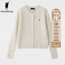 POLOWALK round neck Fried Dough Twists sweater women 2024 spring new fashion temperament twisted wool knitting cardigan women