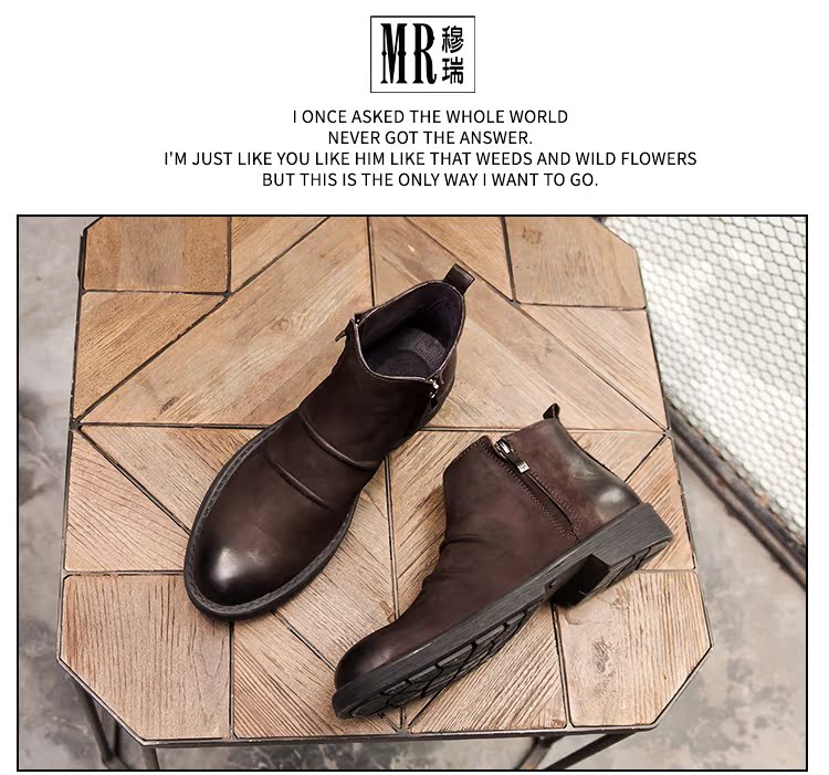 Giày nam mùa đông Anh Retro Martin Boots Giày nam Tide Wild Men Giày da cao cấp Da ấm Chelsea Boots giày boot nam hà nội