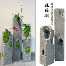 Special-shaped glass fiber reinforced plastic cave imitation stone square pillar flower ornaments minimalist light luxury style Zen floral decoration